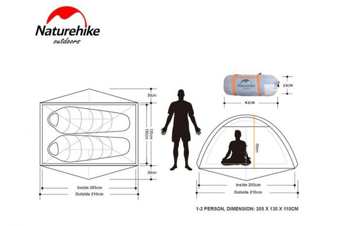 Палатка NATUREHIKE Tent Kit, двухместная, св.серый цвет