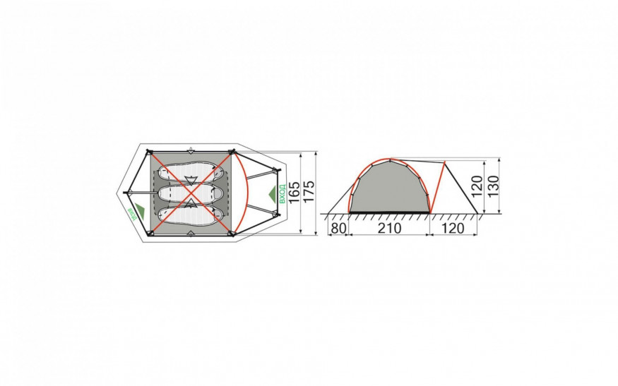 Палатка RockLand Glacier 3 v2, трехместная Alu