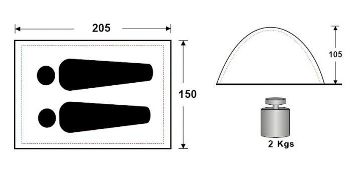 Палатка 3016 MONODOME Fiber 2 (двухместная) зелёный цвет