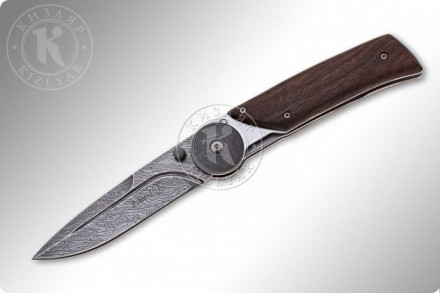 Нож складной Байкер - 1 (рукоять- кавказский орех, клинок- дамасск)