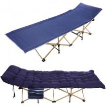 Раскладушка кемпинговая складная с матрасом 188*66*49 см, серый-синий