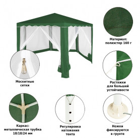 Тент садовый 2х2х2х2,6м полиэстер 1003